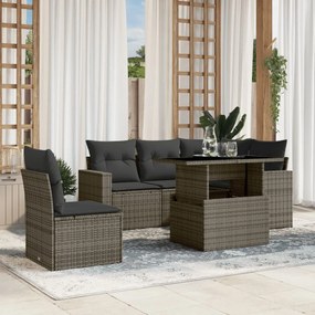 3267280 vidaXL Set mobilier grădină cu perne, 6 piese, gri, poliratan