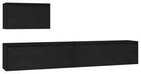 3100278 vidaXL Comode TV, negru, 3 buc., lemn masiv de pin