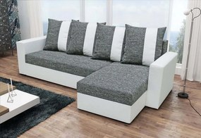 Supermobel Colțar extensibil PRAGA,233x140, Kornet 10/Dolaro 511 alb