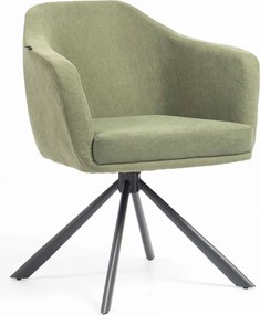 HR832 BAZĂ STEA Scaun Catifea Reiată Premium culoare verde salvie cu Bază Neagră