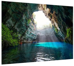 Tablou cu peșteră și lac  (70x50 cm), în 40 de alte dimensiuni noi
