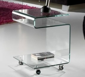 Masa din sticla curbata cu rotile -Clear side table- Glass 552522