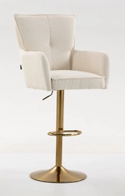 HR250W Scaun Crem Boucle Bază Aurie