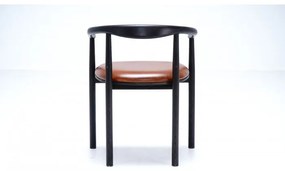 Scaun dining, maro, din piele naturala si lemn de stejar, Serenity
