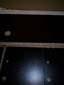 OFERTA Masa de sufragerie MADO neagra cu blat in decor dub artisan 120x80cm calitatea II