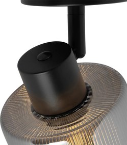 Spot de tavan Art Deco negru cu sticlă fumurie reglabil - Laura