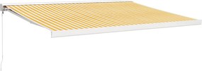 vidaXL Copertină retractabilă galben și alb, 4x3 m, textil și aluminiu