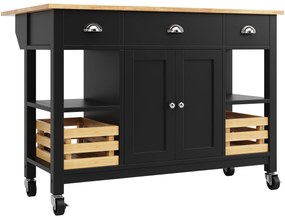 Insulă de bucătărie modernă cu laturi pliabile, Negru | Aosom Romania