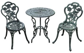 Outsunny Set Elegant de Grădină 2 Persoane, 2 Scaune si Masă Rotundă în Stil Neo-Retro, verde | Aosom Romania