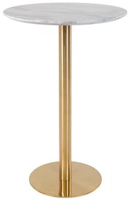 Bolzano Masă de bar, blat efect marmură, picior efect alamă 70x105 cm