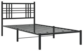 376318 vidaXL Cadru de pat metalic cu tăblie, negru, 100x190 cm