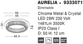 Plafoniera LED dimabila, cristal design elegant AURELIA crom 50cm