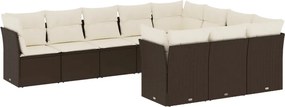 vidaXL Set canapele de grădină cu perne, 10 piese, maro, poliratan