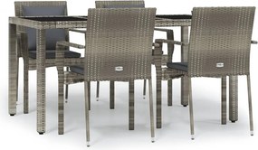 vidaXL Set mobilier de grădină cu perne, 5 piese, gri, poliratan