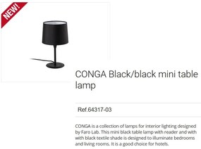 Veioza / Lampa de masa moderna design elegant CONGA mini neagra 64317-03