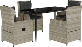 vidaXL Set mobilier de grădină cu perne, 5 piese gri deschis poliratan