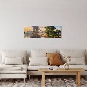 Tablou - Pod peste râu, Budapesta, Ungaria (cu ceas) (90x30 cm)