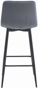 OFERTA Scaun de bar din catifea NADO gri inchis cu picioare negre calitatea II