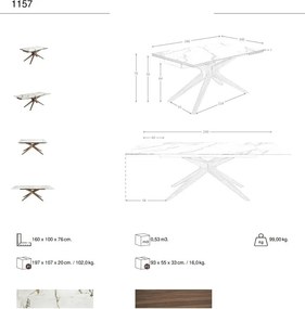 Masa extensibila deosebita design LUX Marble 160-240x100cm