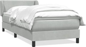 vidaXL Pat box spring cu saltea, gri deschis, 80x210 cm, catifea