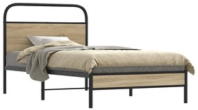 vidaXL Cadru de pat fără saltea 90x190cm Stejar fumuriu lemn prelucrat