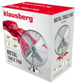 Ventilator de masa Klausberg KB 7538, 40 cm, 55 W, Otel inoxidabil, Oscilatie, 3 viteze, Inox