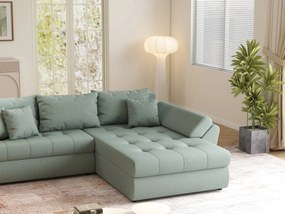 Colțar extensibil dumonde cu ladă de depozitare si sezut confortabil din spuma high-density, Loana Enjoy Mint II 270x185 cm
