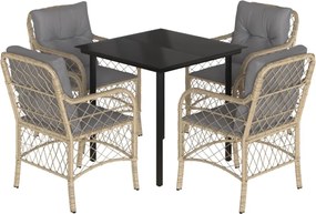 vidaXL Set mobilier pentru grădină, 5 piese, cu perne, bej, poliratan