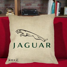 Perna Personalizata cu emblema Jaguar, 40x40 cm, Crem, Husa Detasabila, Perna Inclusa, BEKZ®