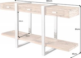 Consola design high-tech din metal si lemn masiv, Barracuda 145cm