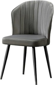 Set 2 scaune RUBI, gri inchis/negru, stofa catifelata/metal, 52x42x85
