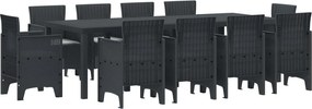 vidaXL Set de masă pentru grădină 11 pcs Antracit Polipropilenă