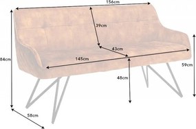 Bancheta cu aspect retro Euphoria 160cm, galben mustar