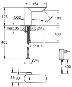 Grohe BauCosmopolitan baterie lavoar stativ electrica StarLight Chrome 36453000