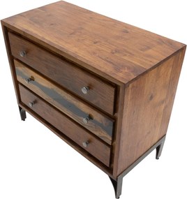 Comoda Mustang, Mauro Ferretti, 88x45x75 cm, lemn masiv de salcam, maro