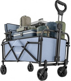 Outsunny Cărucior de Grădină Remorcă de Transport Pliabil pentru Toate Terenurile 66L Sarcină 68kg Mâner Reglabil 81 x 45 x 89 cm Gri | Aosom Romania