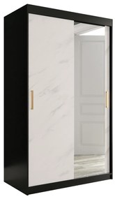 Dulap de haine 120 cm Marbelo T2 (mat negru + marmură albă). 1064586
