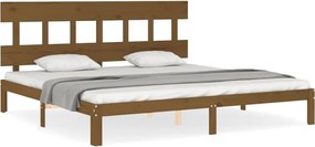 vidaXL Cadru pat cu tăblie, maro miere, 200x200 cm, lemn masiv