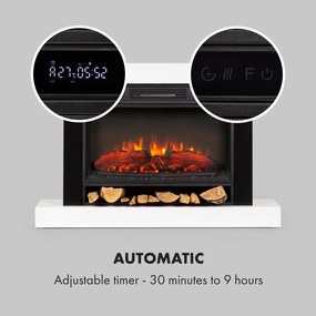 Klarstein Vulsini Hideaway, șemineu electric, 1900 W, tehnologie LED, telecomandă, alb