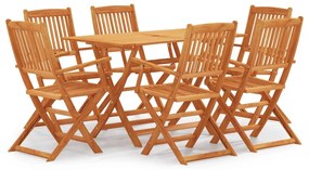 Set mobilier de exterior pliabil, 7 piese, lemn masiv eucalipt Cu cotiera  , 6