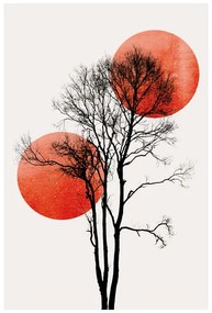 Poster Kubistika - Sun and moon hiding, (40 x 60 cm)