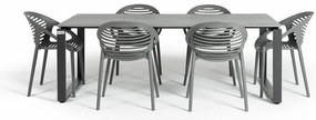 Set mobilier de grădină pentru 6 persoane cu scaune gri Joanna și masă Strong, 210 x 100 cm