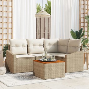 vidaXL Set de canapele pentru grădină cu pernă 5 pcs Bej Rattan poli
