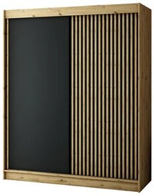 Dulap de haine 180 cm Ladonna (Stejar artisan + Negru mat). 1043507