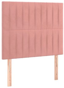Pat continental cu saltea  LED, roz, 80x200 cm, catifea Roz, 80 x 200 cm, Benzi verticale