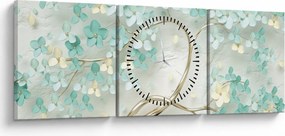 Tablou - Copac auriu înflorit (cu ceas) (90x30 cm)