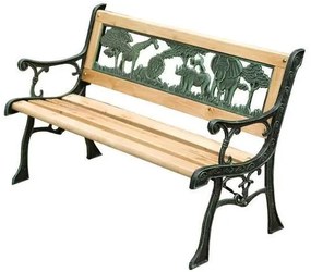 Banca de gradina, pentru copii, lemn, structura metal, 82x39x50 cm, Jumanji