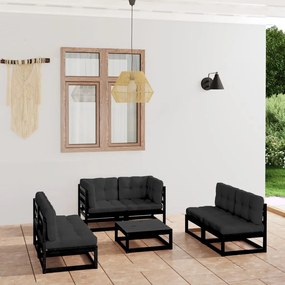 3076468 vidaXL Set mobilier grădină cu perne, 7 piese, lemn masiv pin