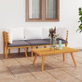 3087007 vidaXL Set mobilier de grădină cu perne, 3 piese, lemn masiv acacia