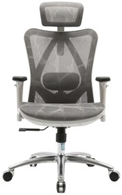 RESIGILAT- Scaun ergonomic SIHOO, pivotant, suport lombar, tetiera, cotiera, reglabile, reglare pe inaltime, mecanism inclinare/blocare in 3 pozitii, Mesh, Gri